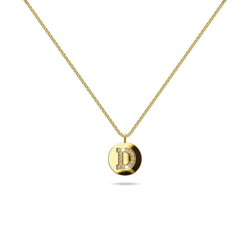 Solid 925 Sterling Silver Initial Alphabet Personalised Disc Necklace